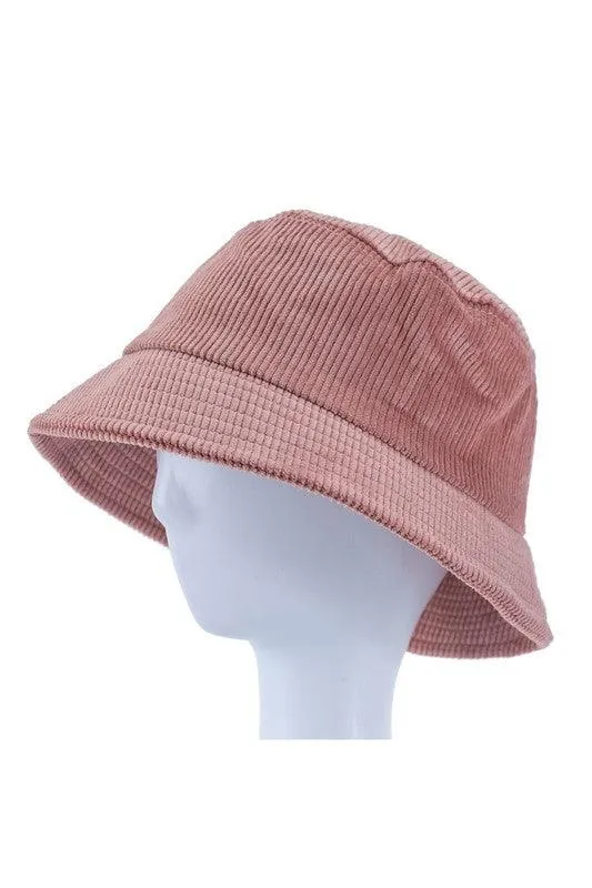 Woman Solid Color Corduroy Bucket Hat