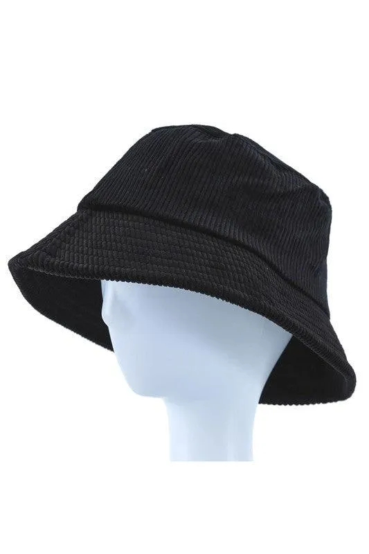 Woman Solid Color Corduroy Bucket Hat