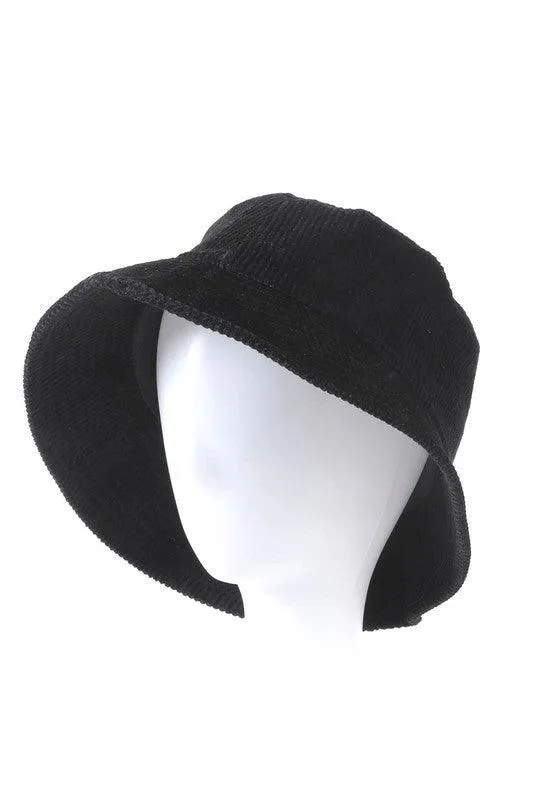 Woman Solid Color Corduroy Bucket Hat