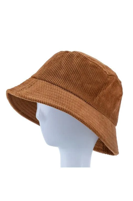 Woman Solid Color Corduroy Bucket Hat