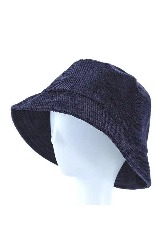 Woman Solid Color Corduroy Bucket Hat