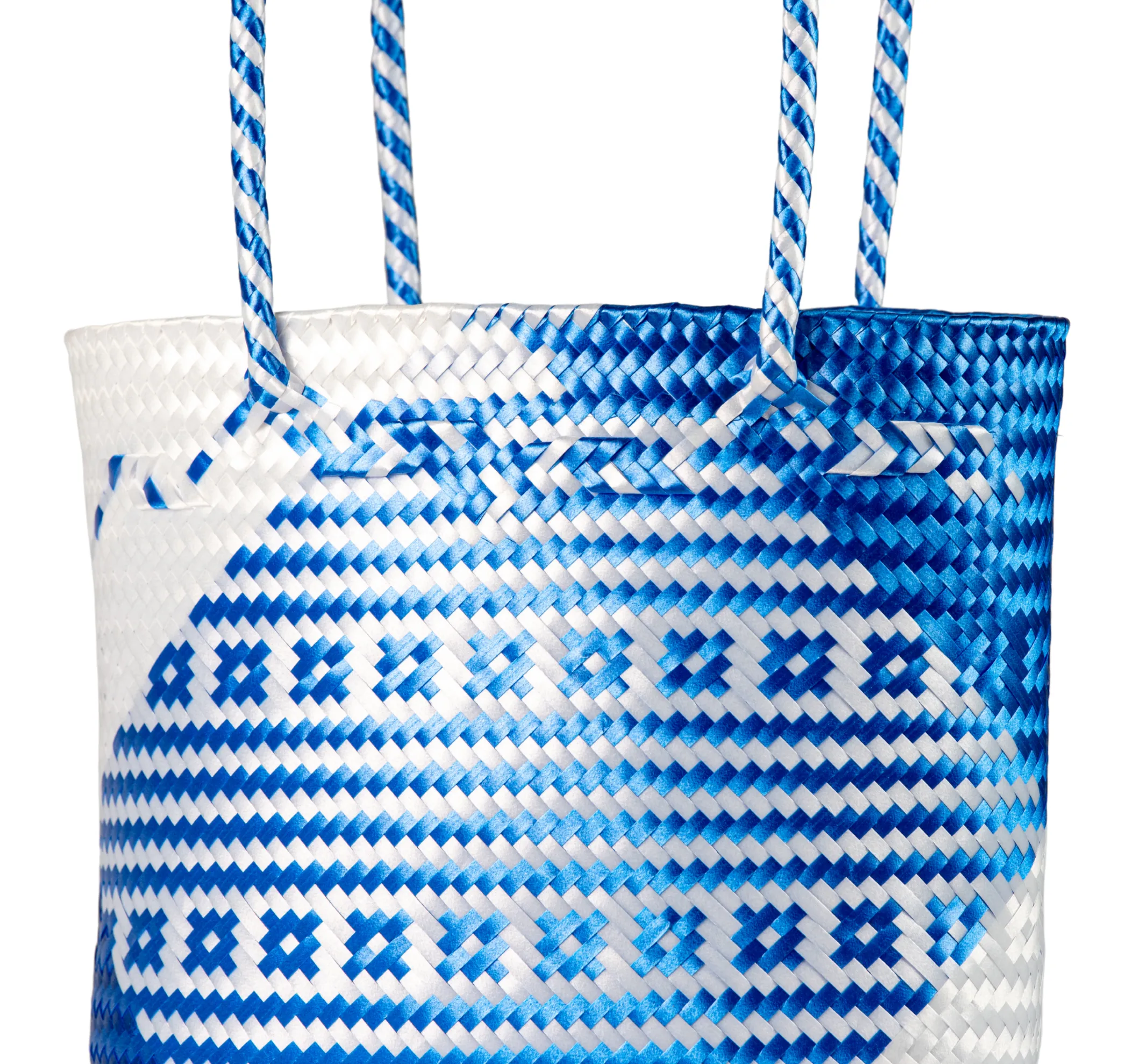 Woven Tote- Medium - Blue and White